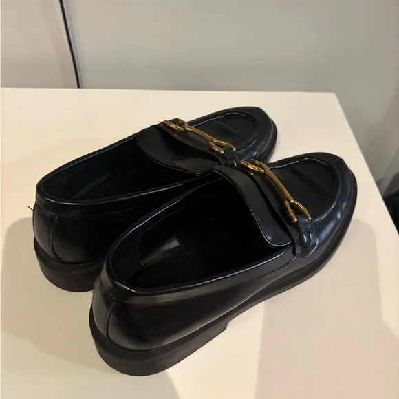 Zara Flat Buckle Black Loafers - Picture 4 of 4